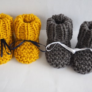 Hand knitted baby booties, unisex booties, chunky baby booties, baby boots, baby slippers, christening baby shoes, baby shower gift.