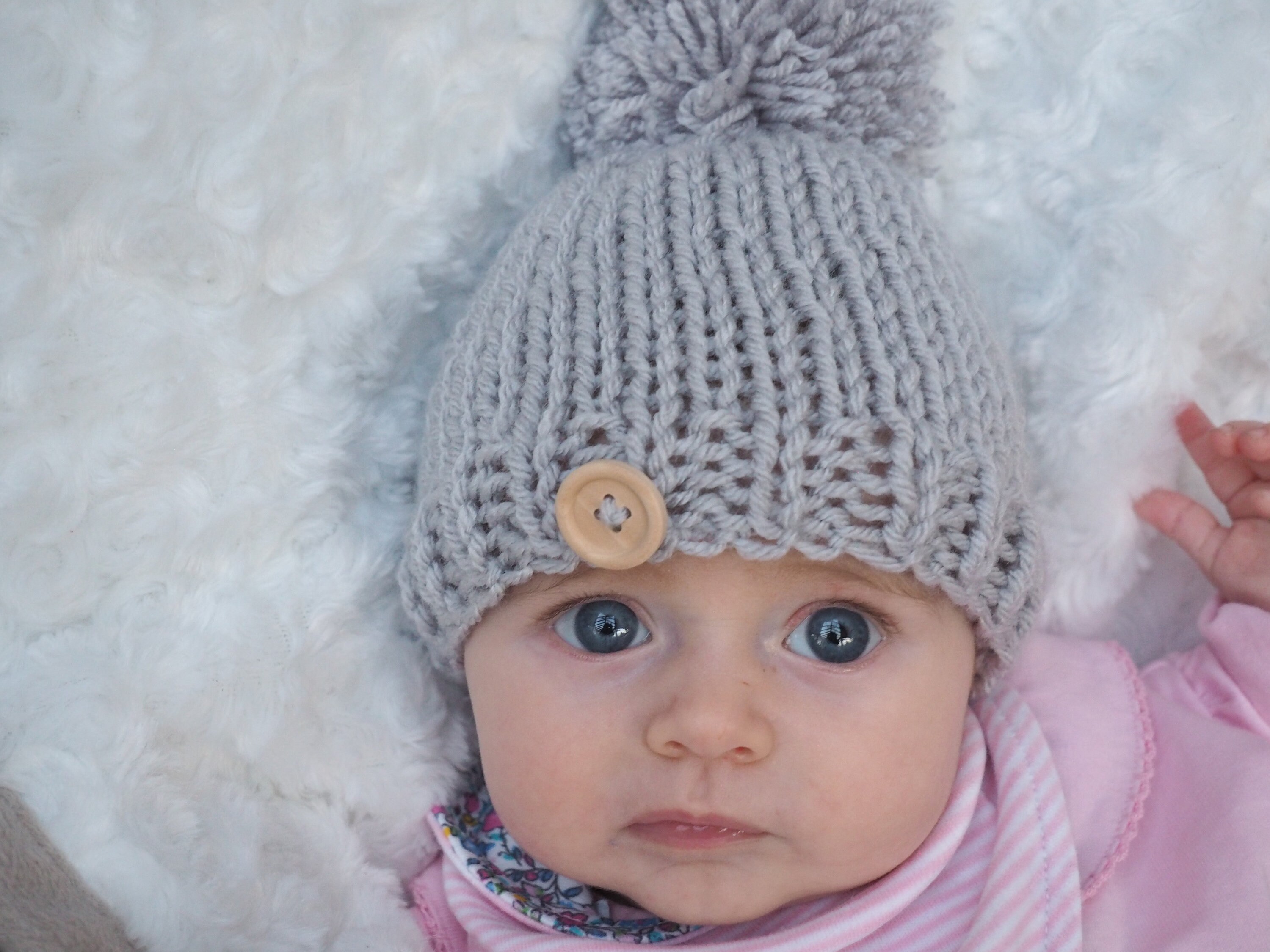 Knitted Baby Hat Knitted Baby Pom Pom Hat Baby Beanie Hat Baby