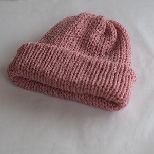 Handmade Knitted Baby Beanie: Soft Acrylic Newborn Hat Rose
