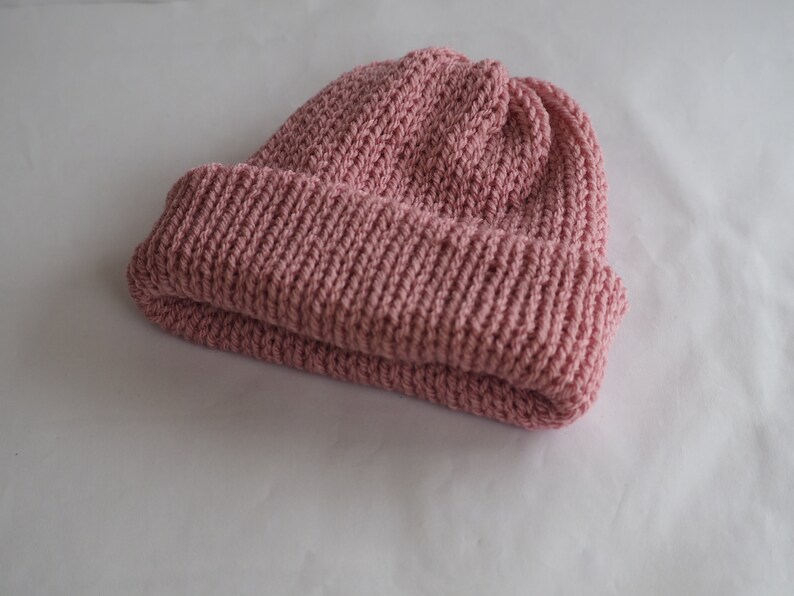 Handmade Knitted Baby Beanie: Soft Acrylic Newborn Hat Rose