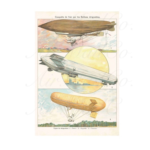 Blimps Digital Download Aircraft Vintage Antique Print Image | Etsy