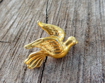 Gold tone dove tie tack pin