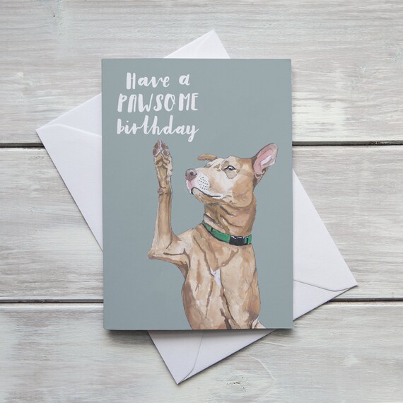 Have a PAWSOME Birthday Funny Dog Pun Birthday Card - Etsy