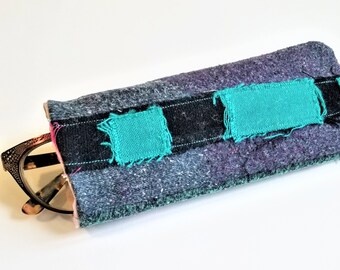 Soft Eyeglass Case - Sewn Felted Fabric Eyeglasses Pouch - Eco Friendly Gift for Her