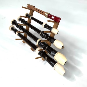 M005 - Folding, Table Top Recorder, Whistle, Flute Rack - Oak - Custom Made