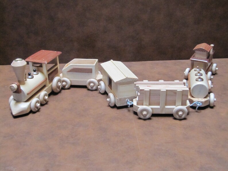 Handmade 6car Wooden Toy Train Set large Train Etsy