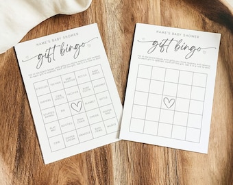 Jeu de bingo pour bébé, jeu de baby shower minimaliste, cartes de bingo de baby shower, bingo de bébé à imprimer, modèle de bingo de bingo pour bébé couleur personnalisée neutre