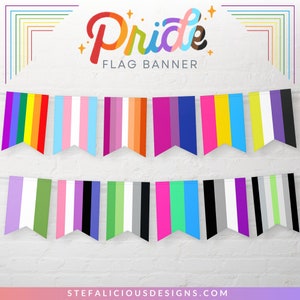Pride Flag Banner, Printable LGBTQ+ Pride Month Decor, Pride Party Banner, Gay, Lesbian, Transgender, Bisexual, Non Binary, Instant Download
