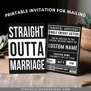Divorce Party Invitation, Straight Outta Marriage, 90's Party Invite, Digital Invitation, Social Media Post, divorce invitation, single era party, rap party invite, hip hop invite, divorce party card, funny divorce invite, divorce invitation, straight outta marriage, printable invitation, invitation template, digital invite, 90s party invite, 90s nostalgia party
