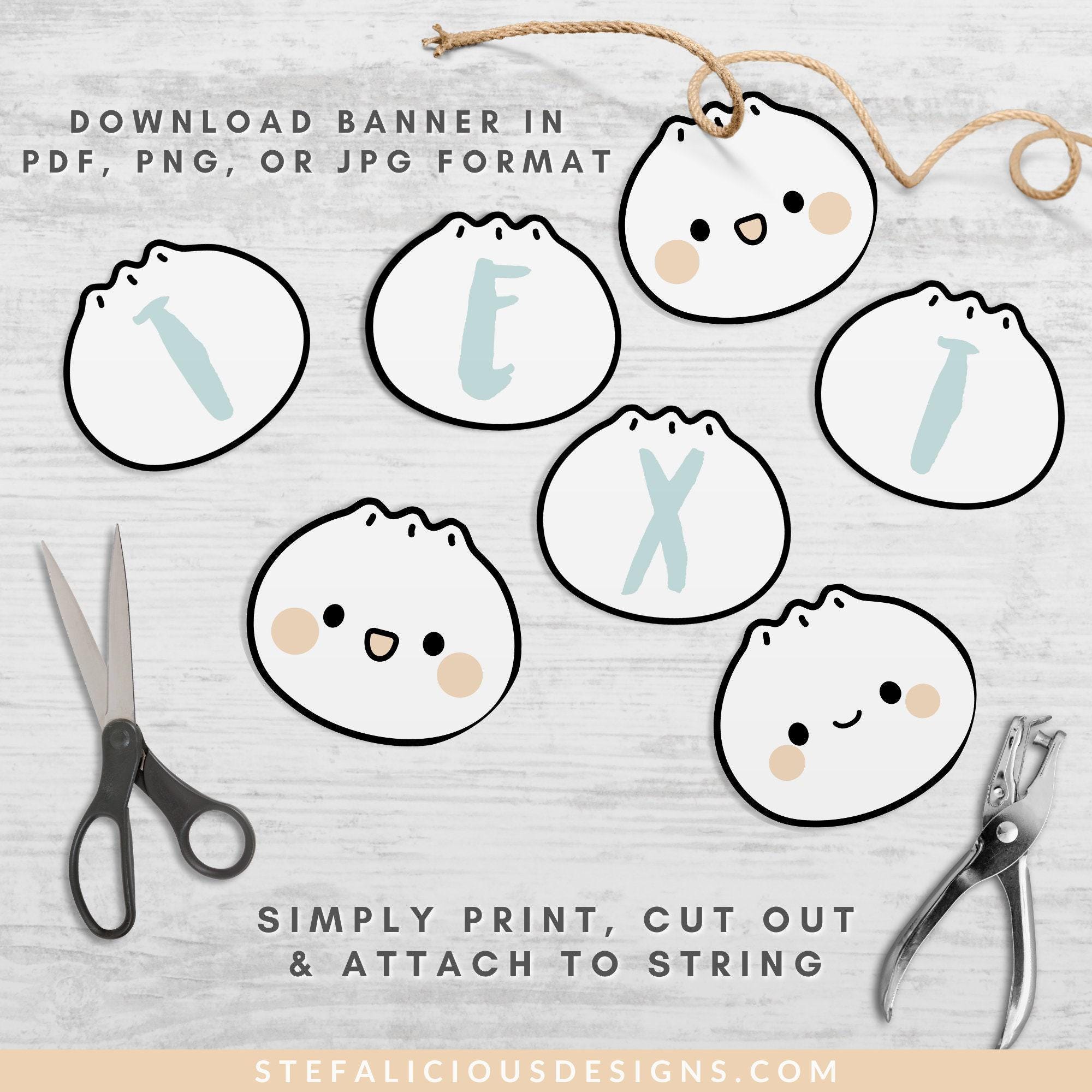 Cute Dumpling Banner, Bao Dim Sum Party Editable Template, Little ...