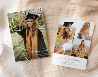 Graduation Invitation Template, Senior Graduate Announcement Template, Modern Graduation Announcement, Graduation Party Template download