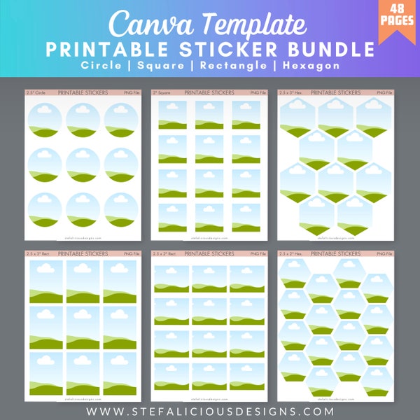 Canva Frame Sticker Template Bundle pour créer vos propres pages d’autocollants imprimables, autocollants numériques, fait pour vous (DFY) Utilisation dans les petites entreprises