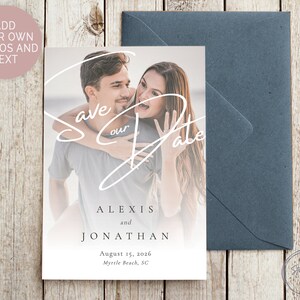 Editable Save The Date Template Custom Photo  | Save The Date Card with Photos | Save The Date Digital Download | Editable Template