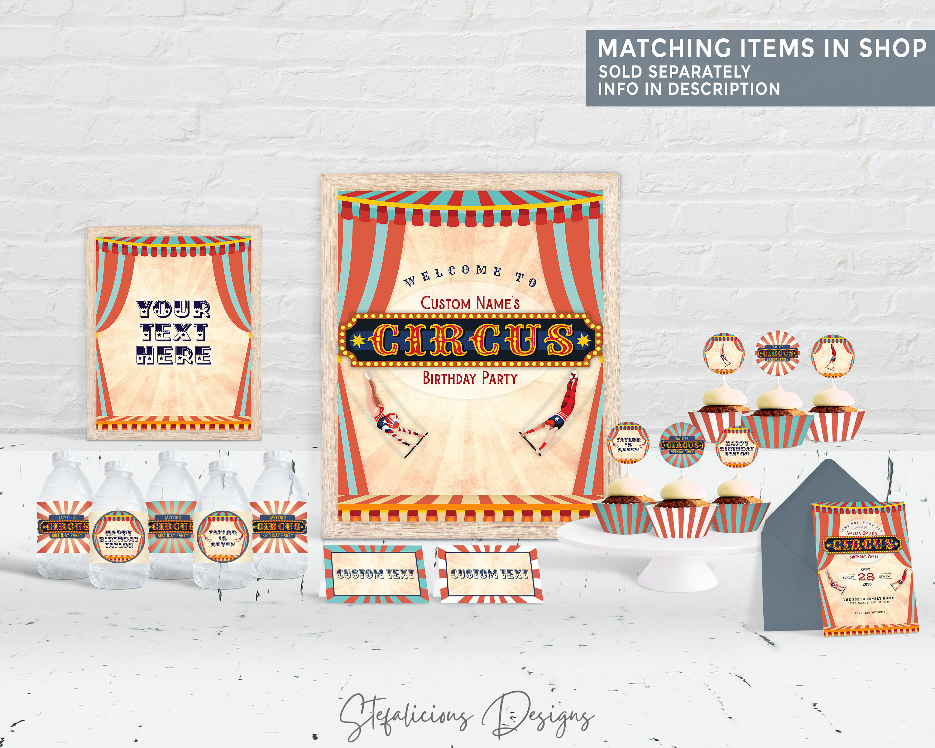 Circus Party Water Bottle Labels, Editable Template, Carnival ...