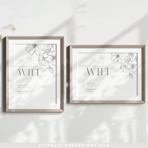 WiFi Password Sign, Editable WiFi Sign Template, Wall Art WiFi Password Printable, Airbnb Template, VRBO Template, Airbnb Sign, VRBO Sign