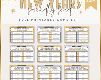 New Years Eve Family Feud Game, Printable New Years Games, NYE Family Game, New Years Games for Adult Kids Teen, Powerpoint Games for Zoom