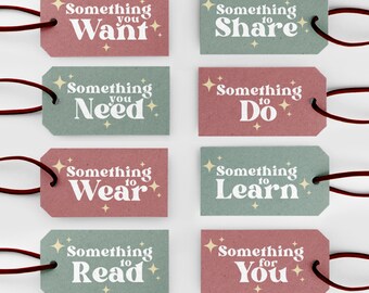 Christmas Gift Tags, Something you Want, Something you Need, Kids Gift Tags from Santa, Gift for Girl or Boy, DIY Christmas, Printable Tags