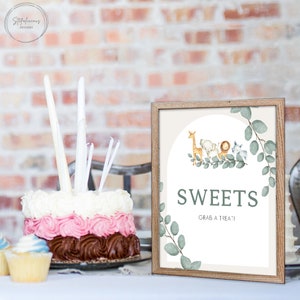 Safari Baby Shower Table Signs, Editable Template, Printable Neutral ...