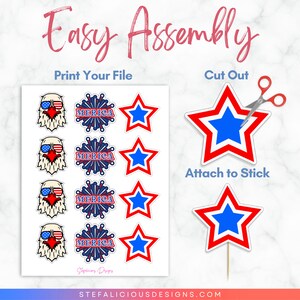 Patriotic Cupcake Toppers, American Flag Cupcake Wrappers, 4th of July ...