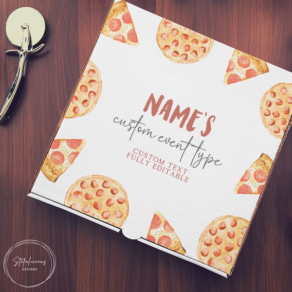 Pizza Box Label, Printable Pizza Theme Template, Pizza Party Favor, Personalized Printable Label, Party Decor, Slice Slice Baby, Food Favor