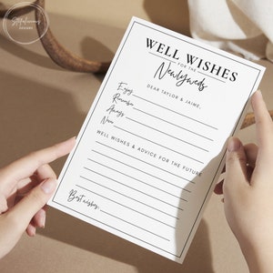 Hochzeitsempfehlungskarten, Wünsche für das Brautpaar, personalisiert, Hochzeitsfeier, bearbeitbare Vorlage, Andenken, Gästebuch, druckbar, Corjl