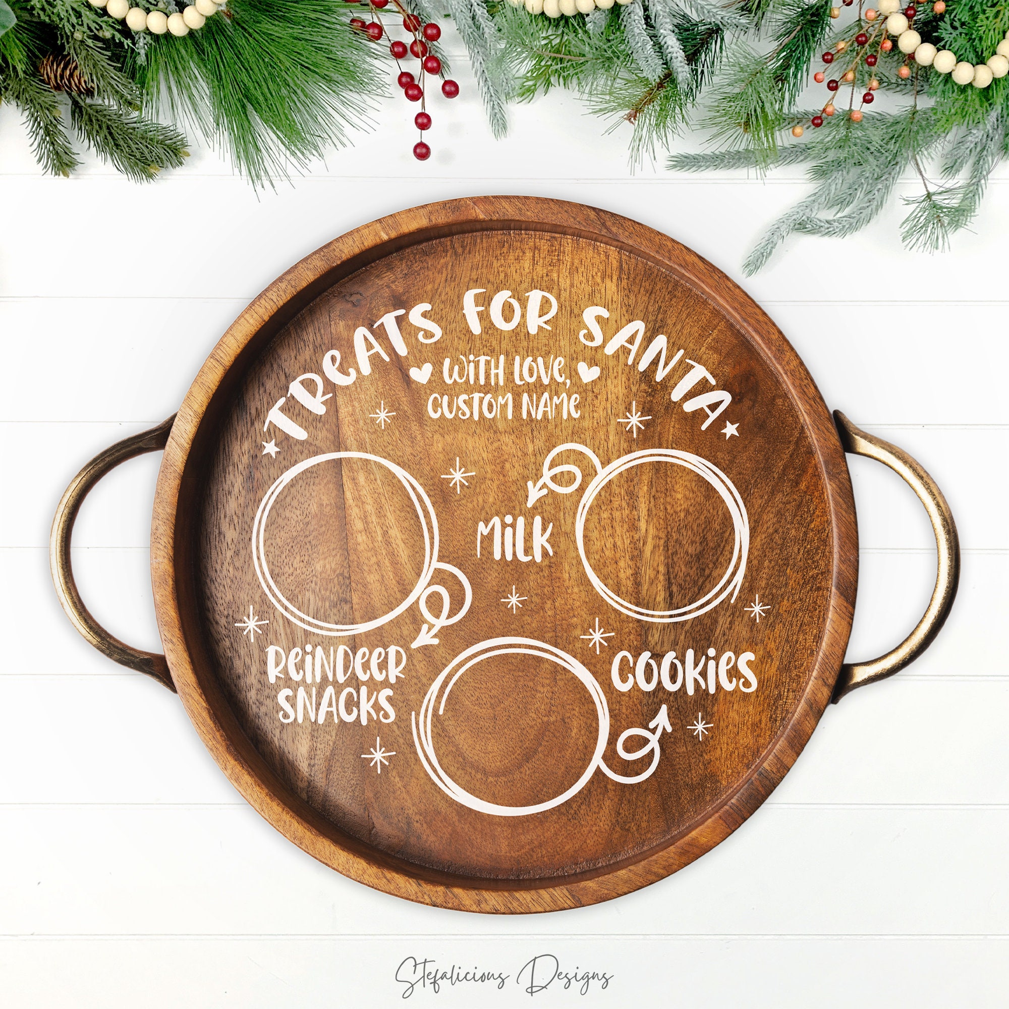 Custom Santa Cookie Plate SVG, Christmas Eve Cookie Tray, Santa Cookie ...