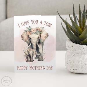 Printable Elephant Pun Card, Mother's Day Card, Cute Animal, Watercolor ...