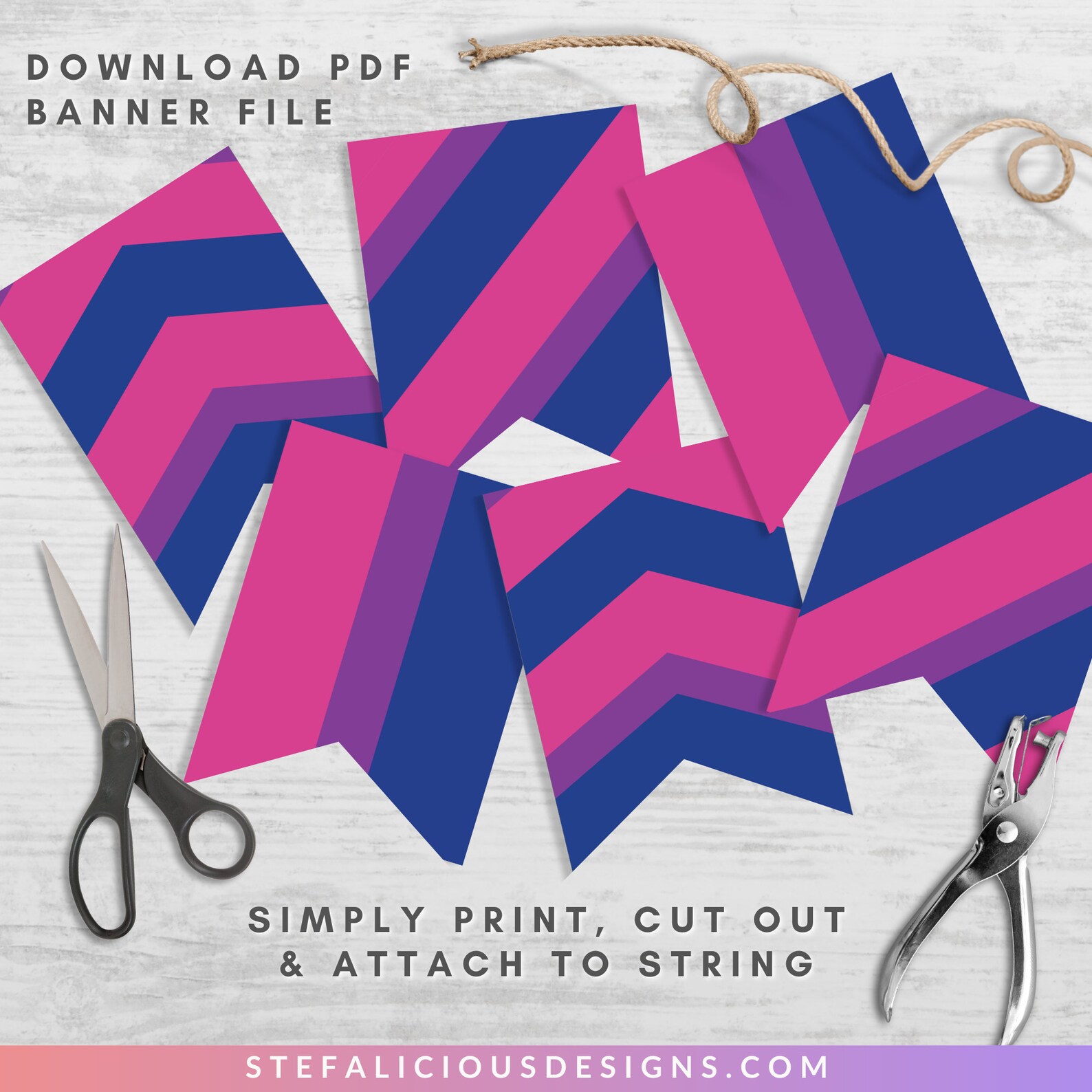 Bisexual Pride Flag Printable Banner for LGBTQ Pride Month, Pride Party ...