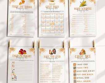 Thanksgiving Games Bundle, 14 Printable Game Set, Thanksgiving Kid Games Activities, Printable Thanksgiving Trivia Game, Friendsgiving Games