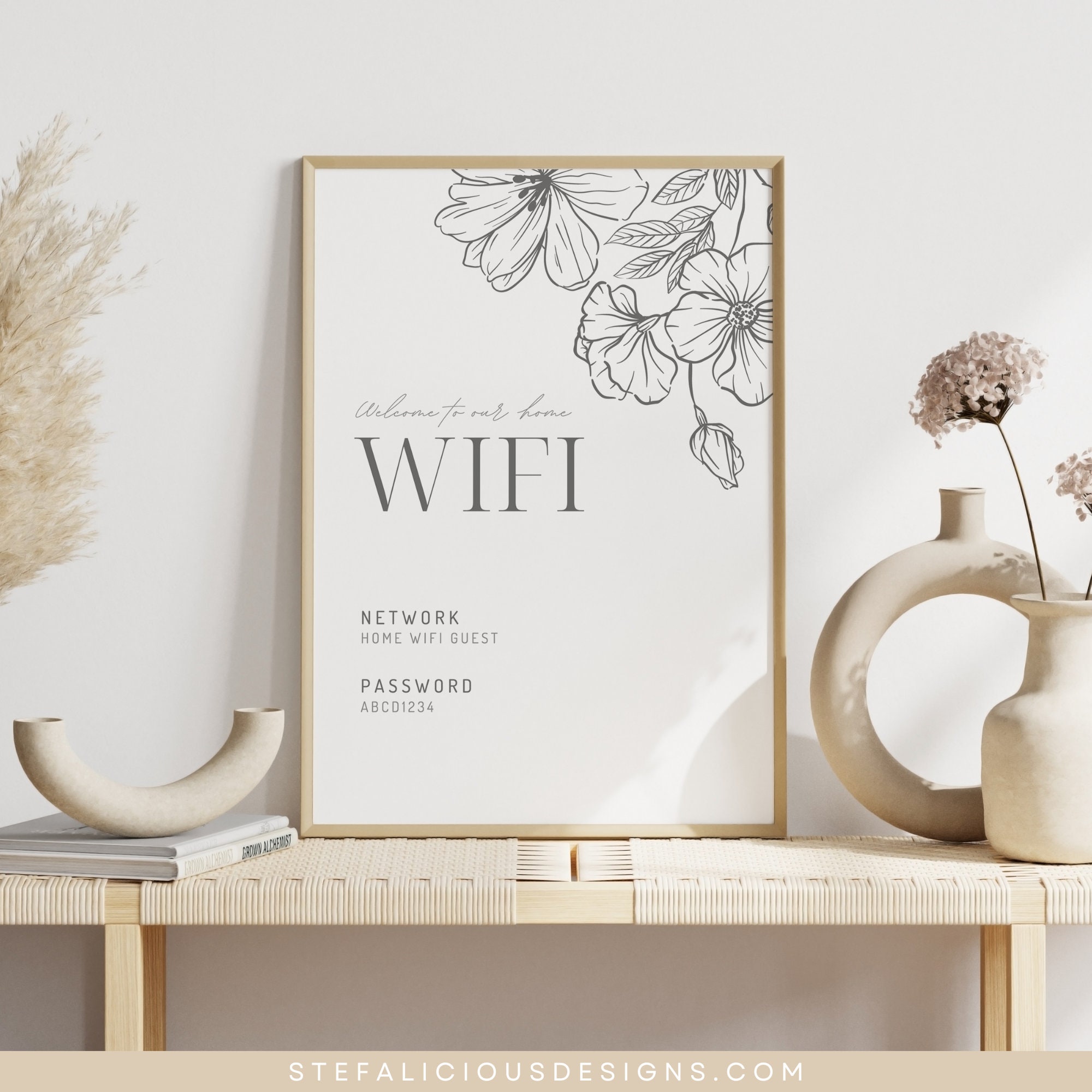 Wifi Password Sign, Editable Wifi Sign Template, Wall Art Wifi Password ...