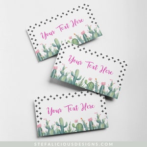 Fiesta Place Card Template, Mexico Themed Table Cards, Editable Printable Template Guest Name Cards, Food Label Buffet Cards, Modern Cactus