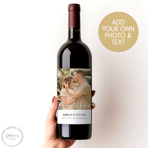 Custom Photo Wine Label, Personalized Wine Label, Engagement Gift, Wedding Wine Label, Proposal Gift, Gift for Couple, Anniversary Gift