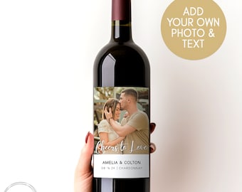 Custom Photo Wine Label, Personalized Wine Label, Engagement Gift, Wedding Wine Label, Proposal Gift, Gift for Couple, Anniversary Gift