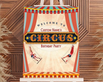 Circus Themed Welcome Signs, Circus Party Decor, Carnival Party Decor, Editable Template, Printable Instant download, Vintage Circus, Corjl