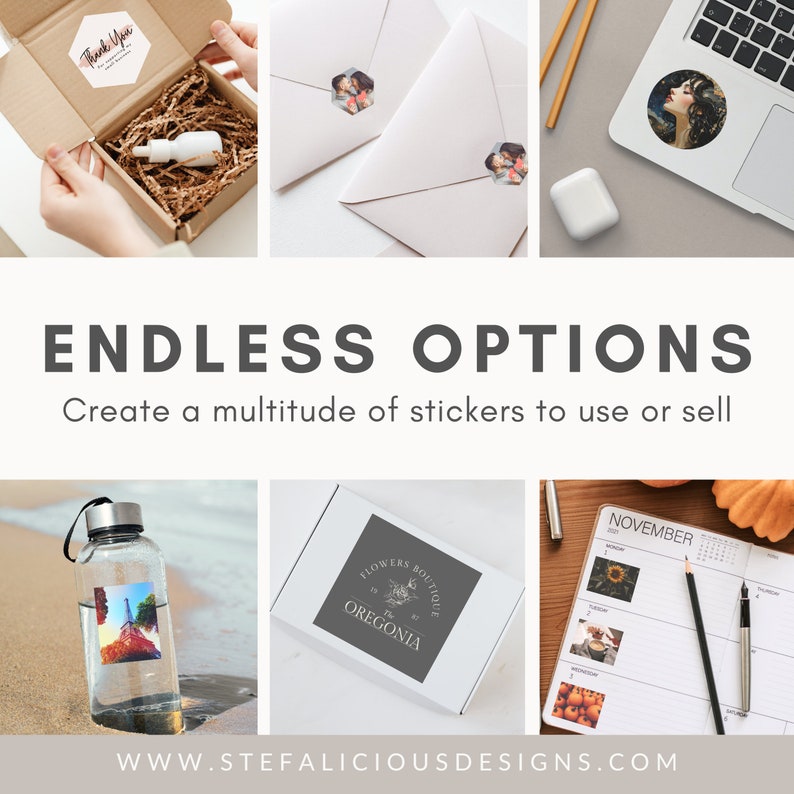 Canva Template. Create printable sticker sheets. Drag and drop your images, art, and designs in to the frames to instantly create sticker sheets to use or sell. Customize Branding. Includes circle, square, rectangle, and hexagon in various sizes.