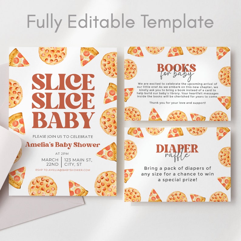 Slice Slice Baby Invitation, Pizza Baby Shower Invitation, Pizzeria ...