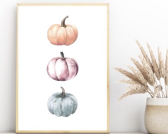 Kürbis Druck Herbst Dekor, Kürbis druckbare Wandkunst, Kürbis Aquarell Malerei, Herbst Wandkunst, Rustikaler Herbst Druck, Herbst Bauernhaus