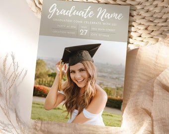 Graduation Invitation Template, Senior Graduate Announcement Template, Modern Graduation Announcement, Graduation Party Template download