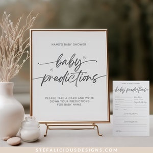 Babyvoorspellingenkaartenset, minimalistisch babyshowerspeladvies en wensen voor toekomstige ouders, babyvoorspellingen en advies, babyshowersjabloon