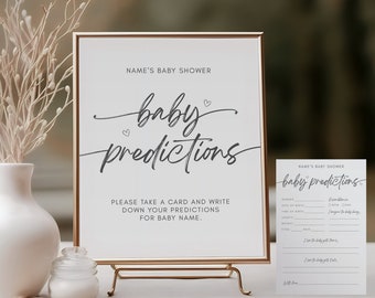 Baby Predictions Card Set, Minimalist Baby Shower Game Advice & Wishes for Parents To Be, Baby Predictions and Advice, Baby Shower Template