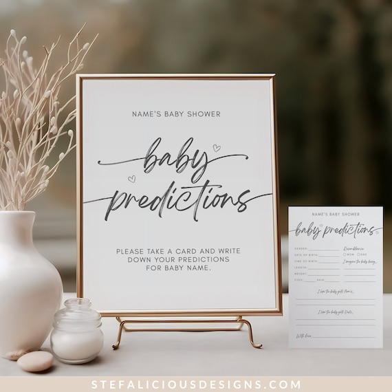 SUBTAVIK 20 Carte Previsioni per Bambino | Giochi per Baby Shower | Consigli per Neogenitori, Decorazioni per Rivelazione di Genere (Carta Kraft