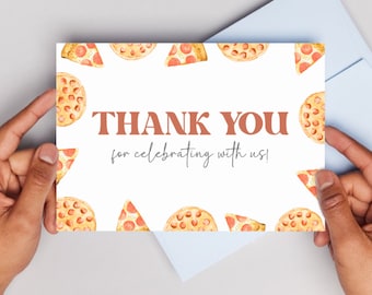 Editable Pizza Thank You Cards, Pizza Party Thank You Card Template, Retro Style Printable Party Supplies, Birthday, Slice Slice Baby Shower