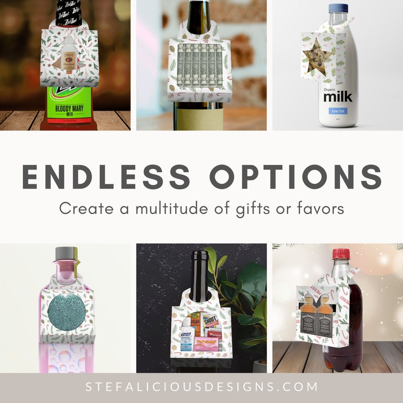 Christmas Wine Bottle Tag, Holiday Gift Box, Wine Gift, Wine Box