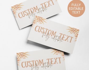 Thanksgiving Name Cards Template, Fall Bridal Shower Place Cards, Thanksgiving Place Setting Cards, Autumn Place Card, Fall Place Card Label