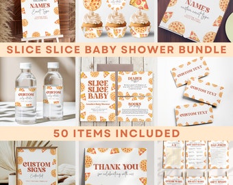 Slice Slice Baby Shower Bundle, Pizza Baby Shower Set, Pizzeria Baby Sprinkle, Editable Pizza Baby Shower Template Bundle, Gender Neutral