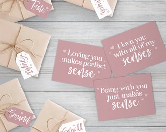 5 Senses Gift Tag Set, Editable Template, Printable Gift Tags, Five Senses Gift For Him For Her, Anniversary, Valentines Day, Best Seller
