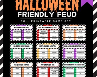 Halloween Family Feud Game, Printable Halloween Game, Halloween Party Game , Halloween Games for Adult Kids Teen, Powerpoint Games for Zoom