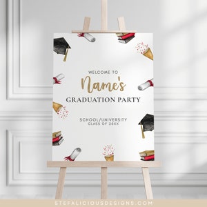 Graduation Party Welcome Sign Template, Custom Graduation Welcome Poster, Personalized Minimalist Graduation Welcome, Editable Template