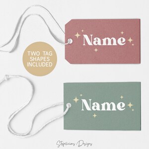 Christmas Gift Tags, Editable Template, Retro Gift Tags, Kids Gift Tags ...