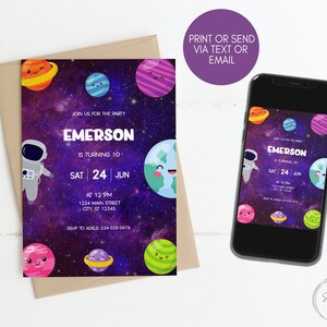 Astronaut Birthday Invitation, Editable Outer Space Invitation, First Trip Around the Sun, Printable Template, Digital Invitation, Corjl